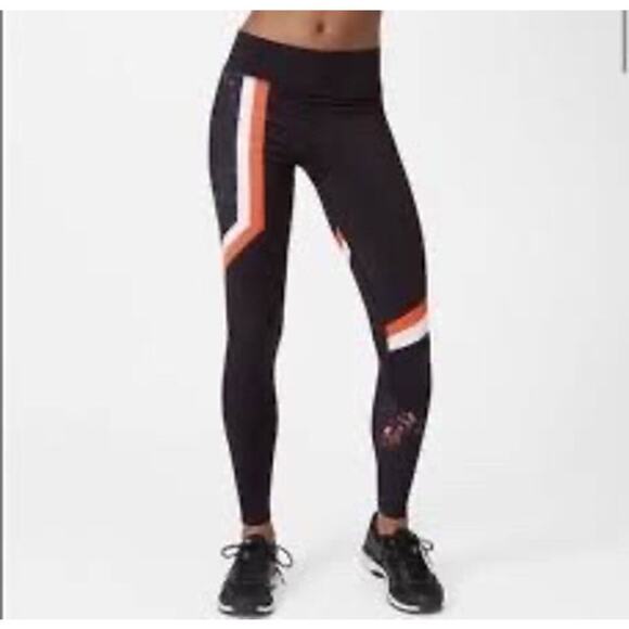 Sweaty Betty Leggings Zero Gravity 7/8 Crop Run Glitch Athletic Black Orange S - Picture 8 of 8